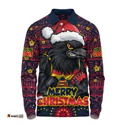 Adelaide Crows Long Sleeve Polo Shirt Ugly Christmas Knit Patterns Vintage Jersey