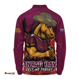 Brisbane Broncos Long Sleeve Polo Shirt Anzac Day Pride Of Service Eternal Memory