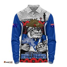Canterbury-Bankstown Bulldogs Long Sleeve Polo Shirt Lest We Forget In Honor And Remembrance