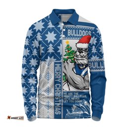 Canterbury-Bankstown Bulldogs Long Sleeve Polo Shirt Christmas Magic Knit Style Winter Glow