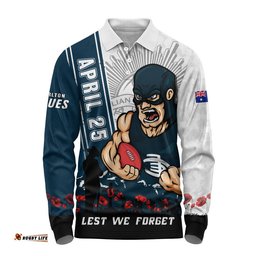 Carlton Long Sleeve Polo Shirt Anzac Day Lest We Forget Memorial