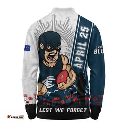 Carlton Long Sleeve Polo Shirt Anzac Day Lest We Forget Memorial
