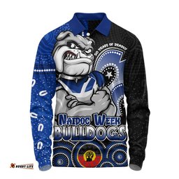 Canterbury-Bankstown Bulldogs Long Sleeve Polo Shirt NAIDOC Week 50 Years Of Deadly Indigenous Pattern