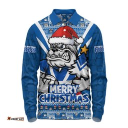 Canterbury-Bankstown Bulldogs Long Sleeve Polo Shirt Merry Christmas Festive Spirit Edition