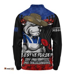 Canterbury-Bankstown Bulldogs Long Sleeve Polo Shirt ANZAC Day Red Poppy And Brave Hearts Remembrance
