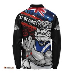 Canterbury-Bankstown Bulldogs Long Sleeve Polo Shirt Anzac Remembrance Of The Fallen
