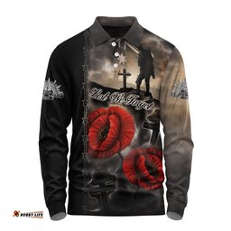 Australia Long Sleeve Polo Shirt Lest We Forget In Sacred Remembrance