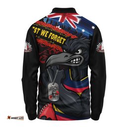 Adelaide Crows Long Sleeve Polo Shirt Lest We Forget Eternal Honor