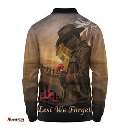 Australia Long Sleeve Polo Shirt Anzac Day At Dawn We Remember