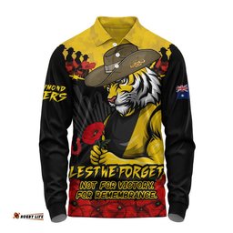 Richmond Long Sleeve Polo Shirt ANZAC Day Not For Victory For Remembrance