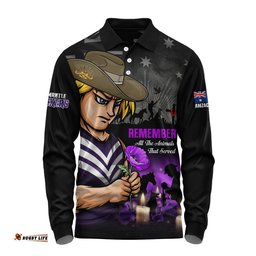 Fremantle Long Sleeve Polo Shirt Anzac Day In Memory Of Animals That Served