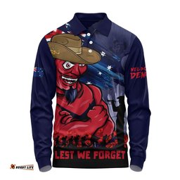 Melbourne Long Sleeve Polo Shirt ANZAC Inspired Football Fan Memorial Design