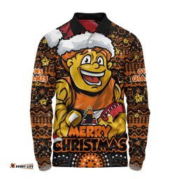 GWS GIANTS Long Sleeve Polo Shirt Ugly Christmas Knit Patterns Vintage Jersey
