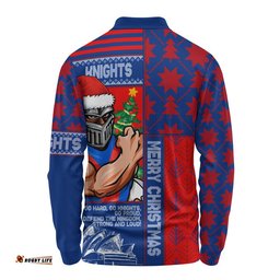 Newcastle Knights Long Sleeve Polo Shirt Christmas Magic Knit Style Winter Glow