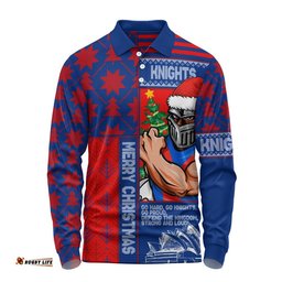 Newcastle Knights Long Sleeve Polo Shirt Christmas Magic Knit Style Winter Glow