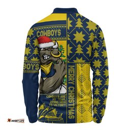 North Queensland Cowboys Long Sleeve Polo Shirt Christmas Magic Knit Style Winter Glow