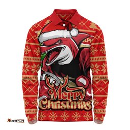 Redcliffe Dolphins Long Sleeve Polo Shirt Merry Christmas Game Day Knit Style Team Edition