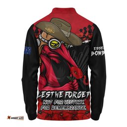 Essendon Long Sleeve Polo Shirt ANZAC Day Not For Victory For Remembrance