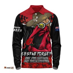 Essendon Long Sleeve Polo Shirt ANZAC Day Not For Victory For Remembrance