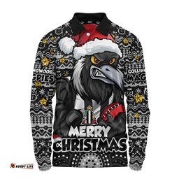 Collingwood Long Sleeve Polo Shirt Ugly Christmas Knit Patterns Vintage Jersey