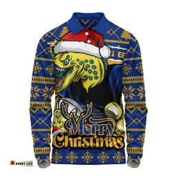 Parramatta Eels Long Sleeve Polo Shirt Merry Christmas Game Day Knit Style Team Edition