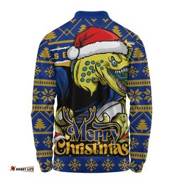 Parramatta Eels Long Sleeve Polo Shirt Merry Christmas Game Day Knit Style Team Edition