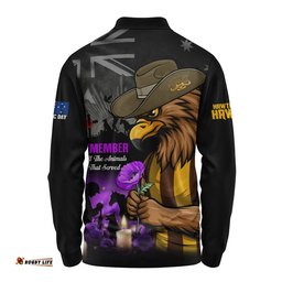 Hawthorn Long Sleeve Polo Shirt Anzac Day In Memory Of Animals That Served