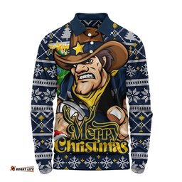 North Queensland Cowboys Long Sleeve Polo Shirt Merry Christmas Game Day Knit Style Team Edition