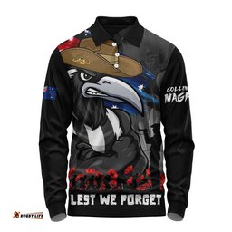 Collingwood Long Sleeve Polo Shirt ANZAC Inspired Football Fan Memorial Design