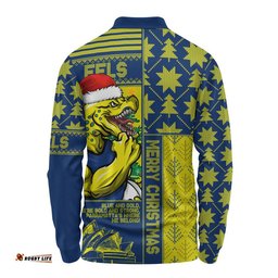 Parramatta Eels Long Sleeve Polo Shirt Christmas Magic Knit Style Winter Glow