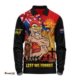 Gold Coast SUNS Long Sleeve Polo Shirt ANZAC Day Honour And Football Legacy