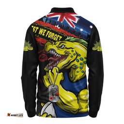 Parramatta Eels Long Sleeve Polo Shirt Anzac Remembrance Of The Fallen