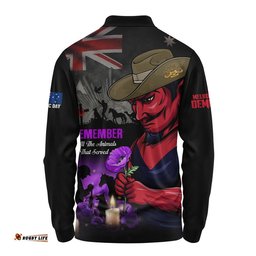 Melbourne Long Sleeve Polo Shirt Anzac Day In Memory Of Animals That Served
