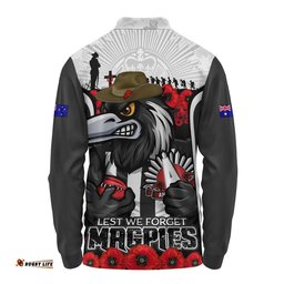 Collingwood Long Sleeve Polo Shirt Lest We Forget In Eternal Honor And Duty