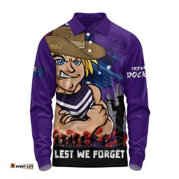 Fremantle Long Sleeve Polo Shirt ANZAC Inspired Football Fan Memorial Design