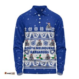 North Melbourne Long Sleeve Polo Shirt Special Ugly Christmas Holiday Footy Fans