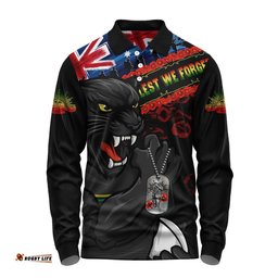 Penrith Panthers Long Sleeve Polo Shirt Anzac Remembrance Of The Fallen