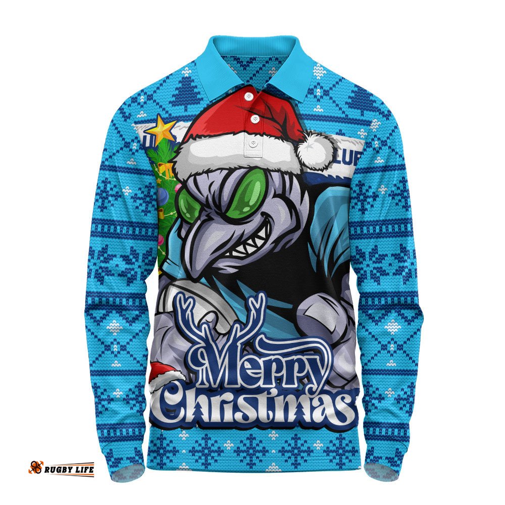 New South Wales Blues Long Sleeve Polo Shirt Merry Christmas Game Day Knit Style Team Edition