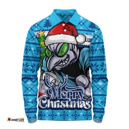 New South Wales Blues Long Sleeve Polo Shirt Merry Christmas Game Day Knit Style Team Edition