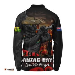 Penrith Panthers Long Sleeve Polo Shirt Anzac Day Rising Dawn Ceremony Lest We Forget Courage