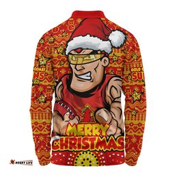 Gold Coast SUNS Long Sleeve Polo Shirt Ugly Christmas Knit Patterns Vintage Jersey