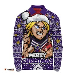 Fremantle Long Sleeve Polo Shirt Ugly Christmas Knit Patterns Vintage Jersey
