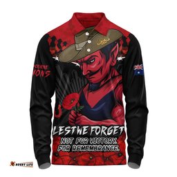 Melbourne Long Sleeve Polo Shirt ANZAC Day Not For Victory For Remembrance