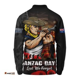 North Queensland Cowboys Long Sleeve Polo Shirt Anzac Day Rising Dawn Ceremony Lest We Forget Courage