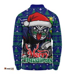 New Zealand Warriors Long Sleeve Polo Shirt Merry Christmas Game Day Knit Style Team Edition