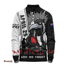 Collingwood Long Sleeve Polo Shirt Anzac Day Lest We Forget Memorial