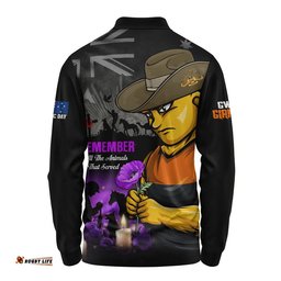 GWS GIANTS Long Sleeve Polo Shirt Anzac Day In Memory Of Animals That Served