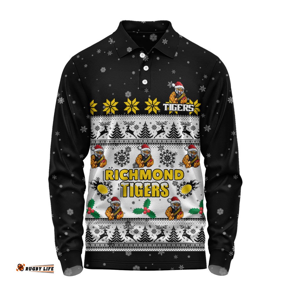 Richmond Long Sleeve Polo Shirt Special Ugly Christmas Holiday Footy Fans