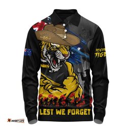Richmond Long Sleeve Polo Shirt ANZAC Inspired Football Fan Memorial Design