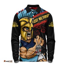 Gold Coast Titans Long Sleeve Polo Shirt Anzac Remembrance Of The Fallen